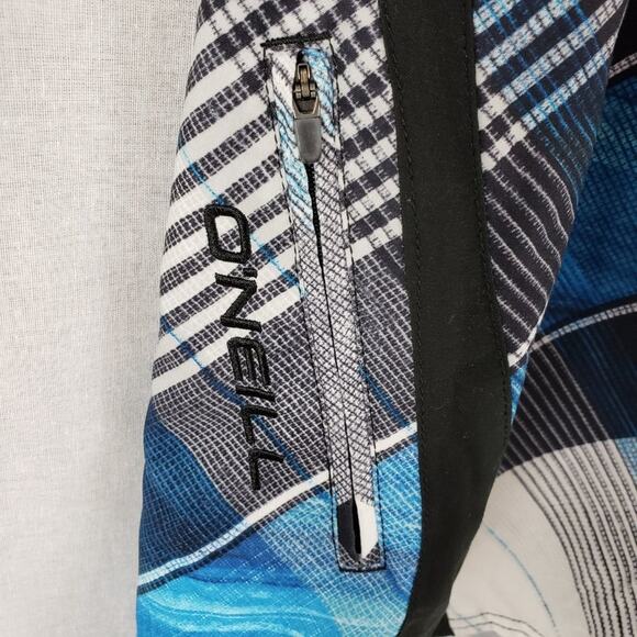 O'neill Board Shorts Men 33 Blue, Black, White Plaid w/ Side Zip Pocket - Picture 6 of 8
